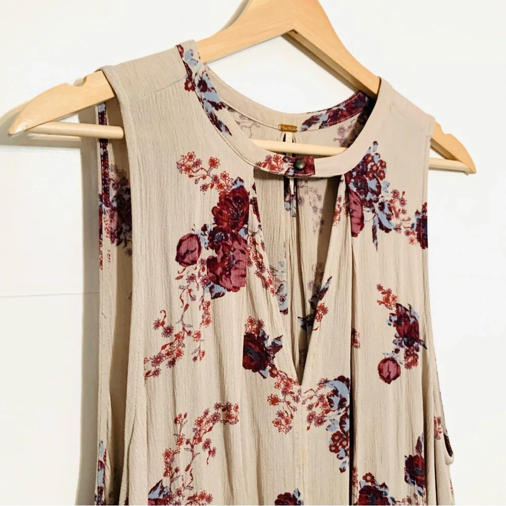 Free People Washed Stone Purple ’Tree Swing’ Floral Tunic Dress Women’s Small